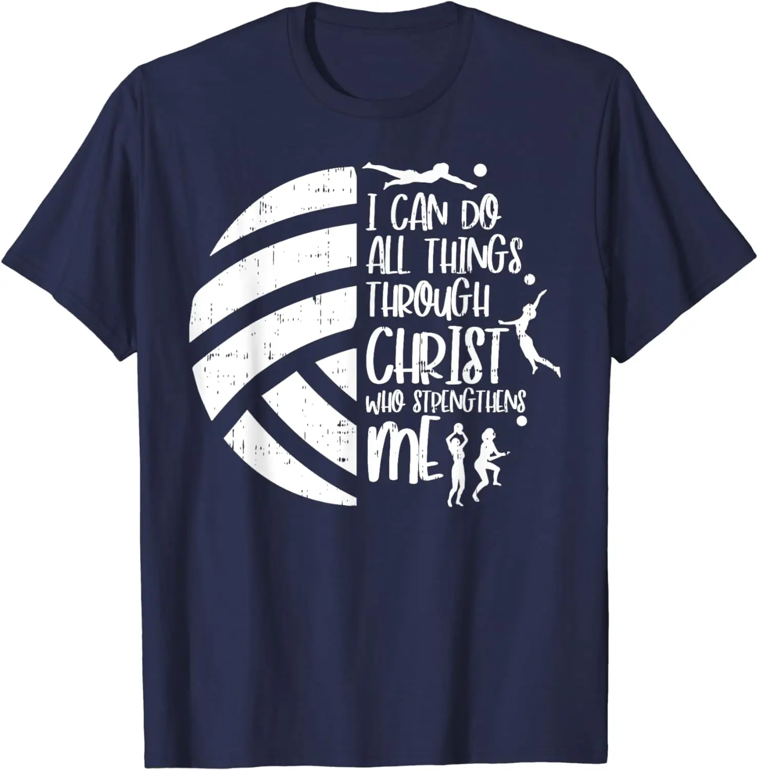 I Can Do Things Through Christ Volleyball Christian Gift T-Shirt Vintage Classic Fashion Streetwear Unisex 100% Cotton T Shirts