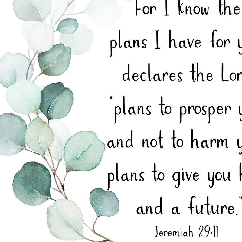 Bible Verse Jeremiah 29:11 Scripture Christian Wall Art Posters Prints Watercolor Flowers Canvas Painting Pictures Home Decor