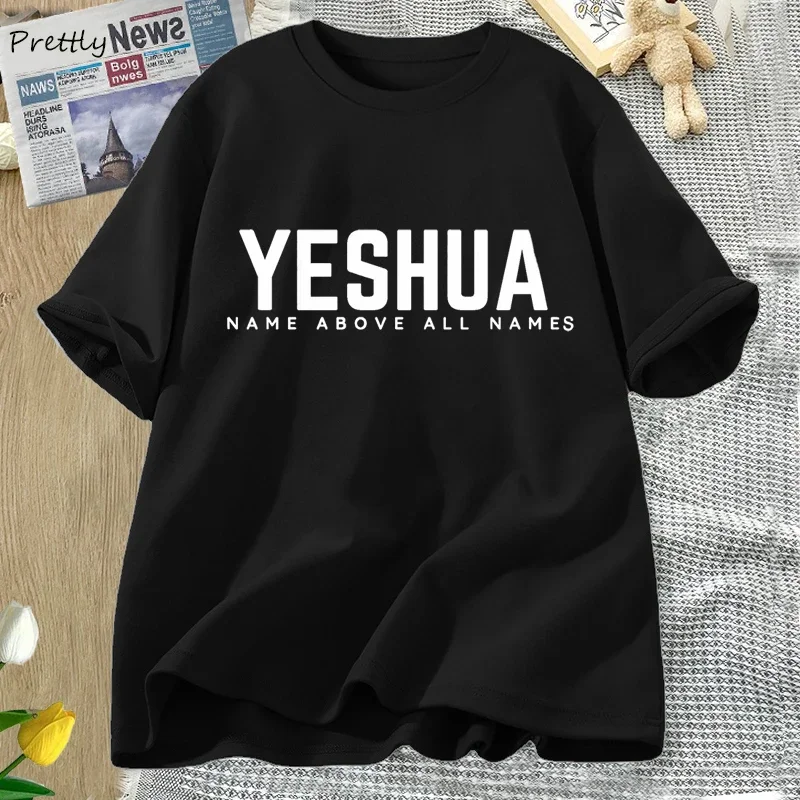 Vintage Yeshua Christian T-Shirt Women Faith Tshirt Jesus Cotton Short Sleeve Letter Print T Shirt Unisex Streetwear God Tops