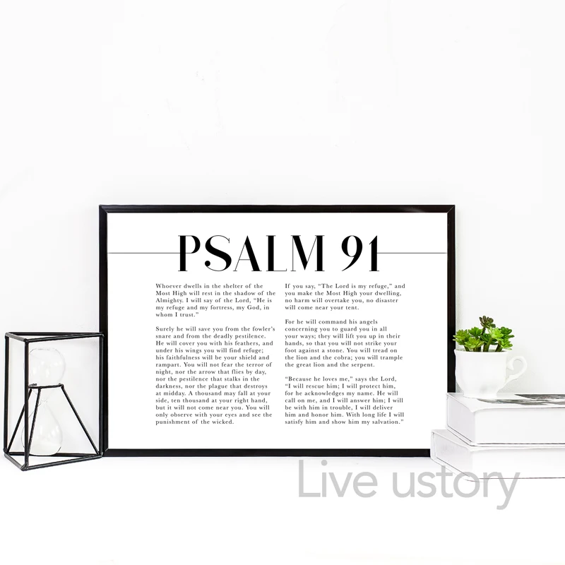 Bible Verse Psalm 91:4 Poster Canvas Art Prints , Birds Feathers Scripture Christian Quotes Canvas Painting Wall Art Home Decor