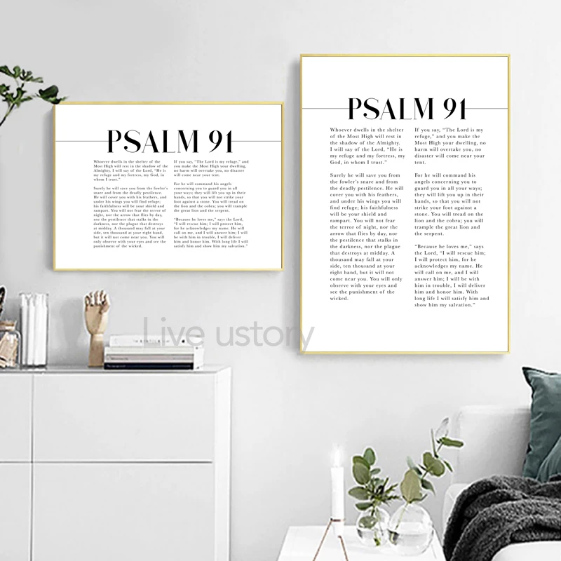 Bible Verse Psalm 91:4 Poster Canvas Art Prints , Birds Feathers Scripture Christian Quotes Canvas Painting Wall Art Home Decor