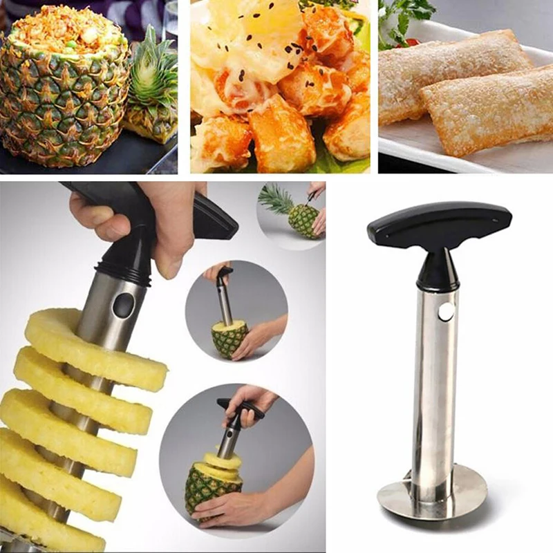 Pineapple Peeler Cutter Stainless Steel Convenient Spiral Pineapple Cutting Machine Fruit Peeling Corer Tool Kitchen Accessories