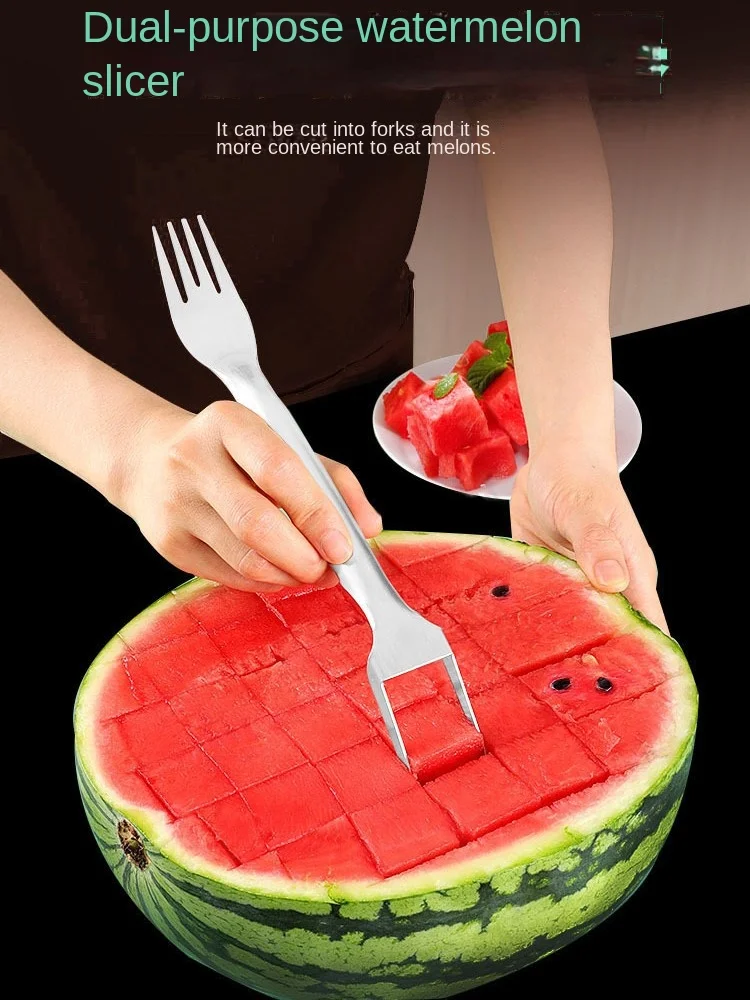 Stainless Steel Watermelon Cutter, Fancy Cutting Slicer, Kitchen Multifunctional Fruit Fork, MangoTool,Home Gadgets