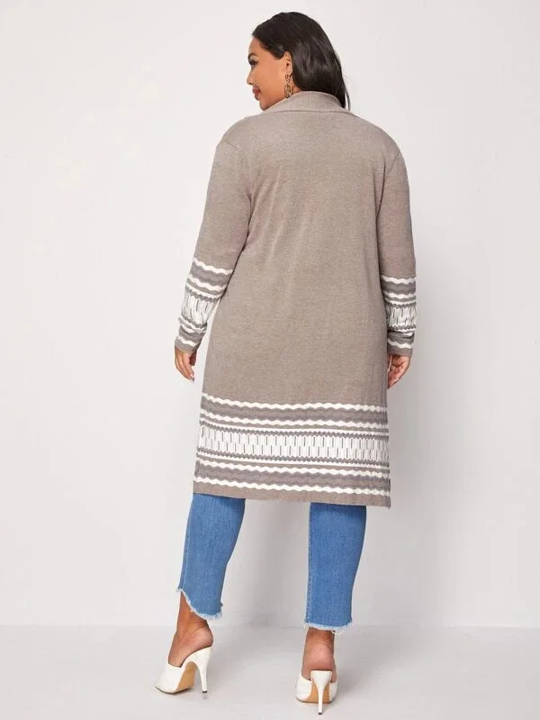 Plus Size Knitted Cardigan Lazy Style Stripes Casual Loose Fashion Sweater Autumn Winter New High Street Long Women Tops