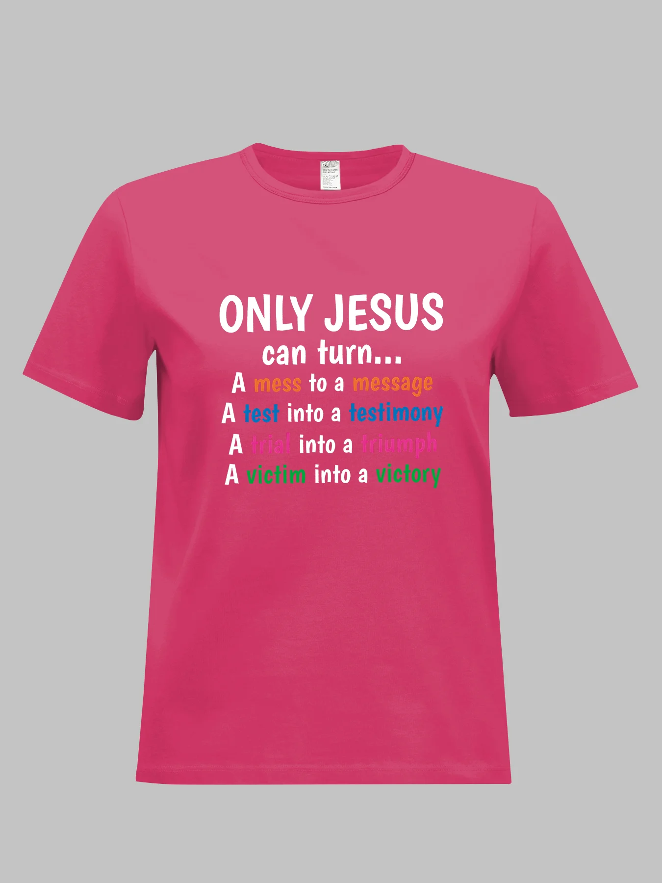 Plus Size Women Clothing Casual Summer Round Neck Short Sleeves Printed ONLY JESUS Alphabetic Writing Plus Size T-shirt Tops