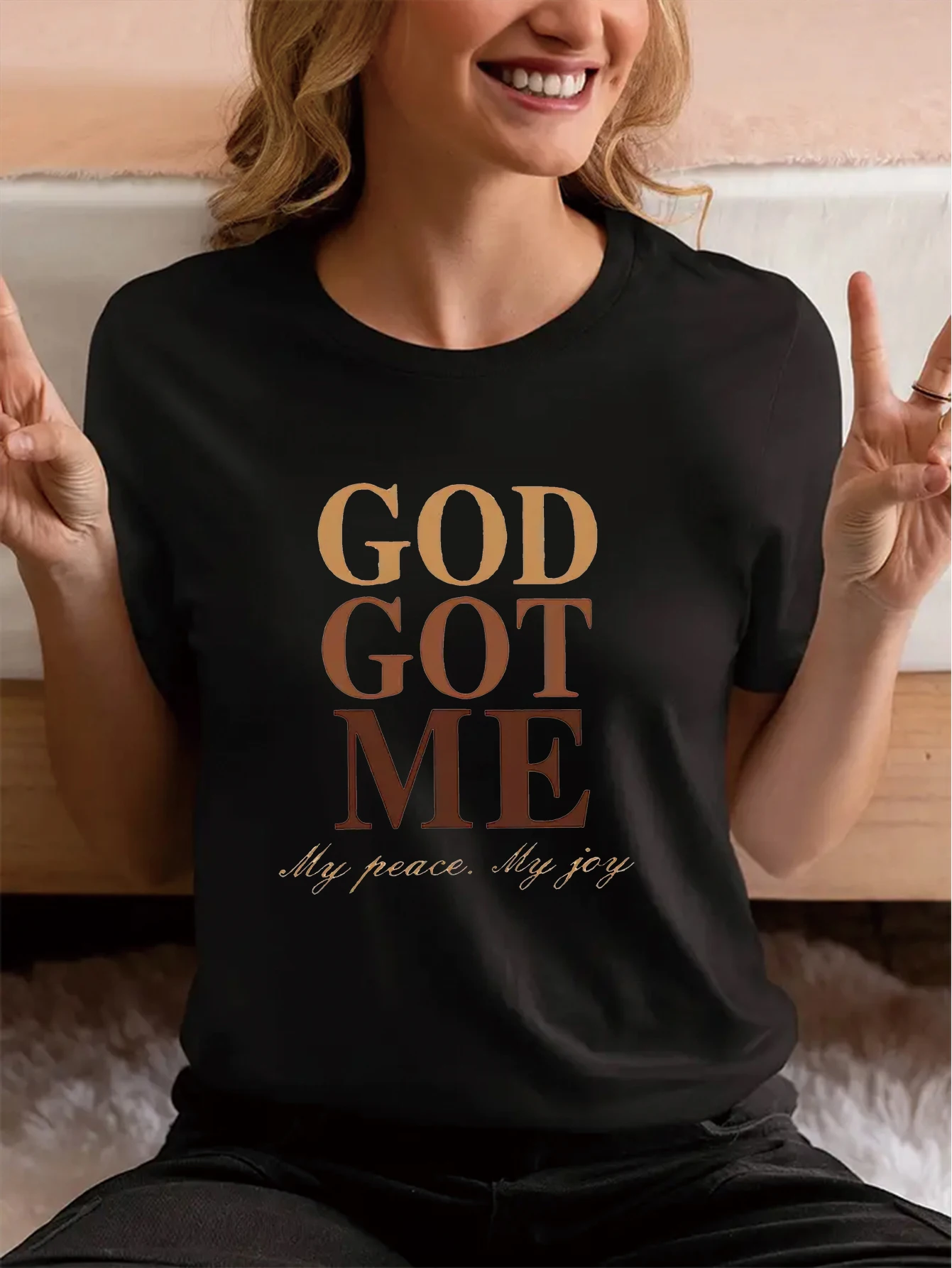 God Got Me Moy Feace Women's T-shirt Short Sleeve Women Plus Size Women's T shirt Tee Tops Fashion Clothing Tops For Women