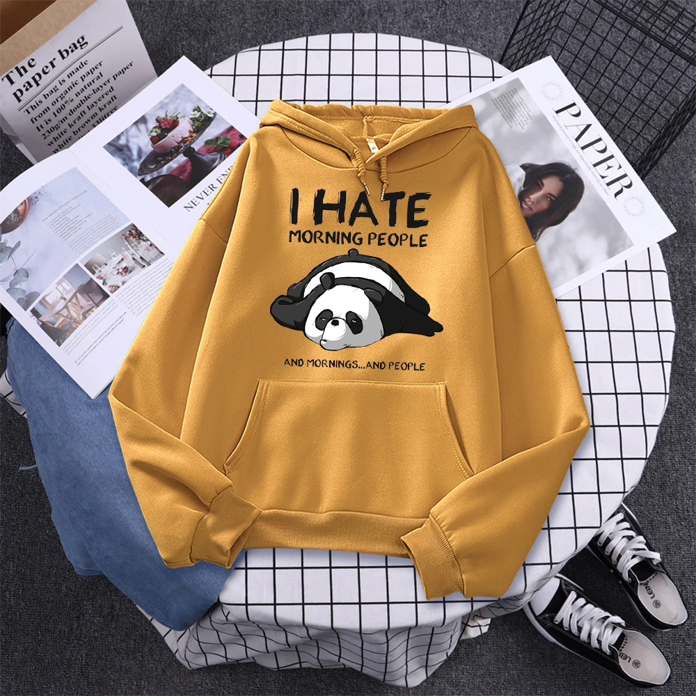 Lazy Panda I Hate Morning People Prints Hoody Woman Casual Hoodies Plus Size Sweatshirt Harajuku Girl Autumn Warm Sudaderas Tops