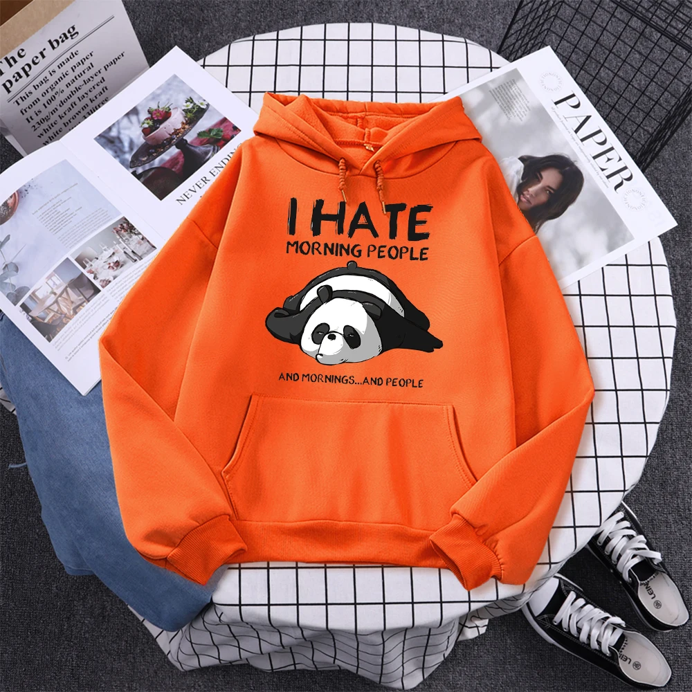 Lazy Panda I Hate Morning People Prints Hoody Woman Casual Hoodies Plus Size Sweatshirt Harajuku Girl Autumn Warm Sudaderas Tops