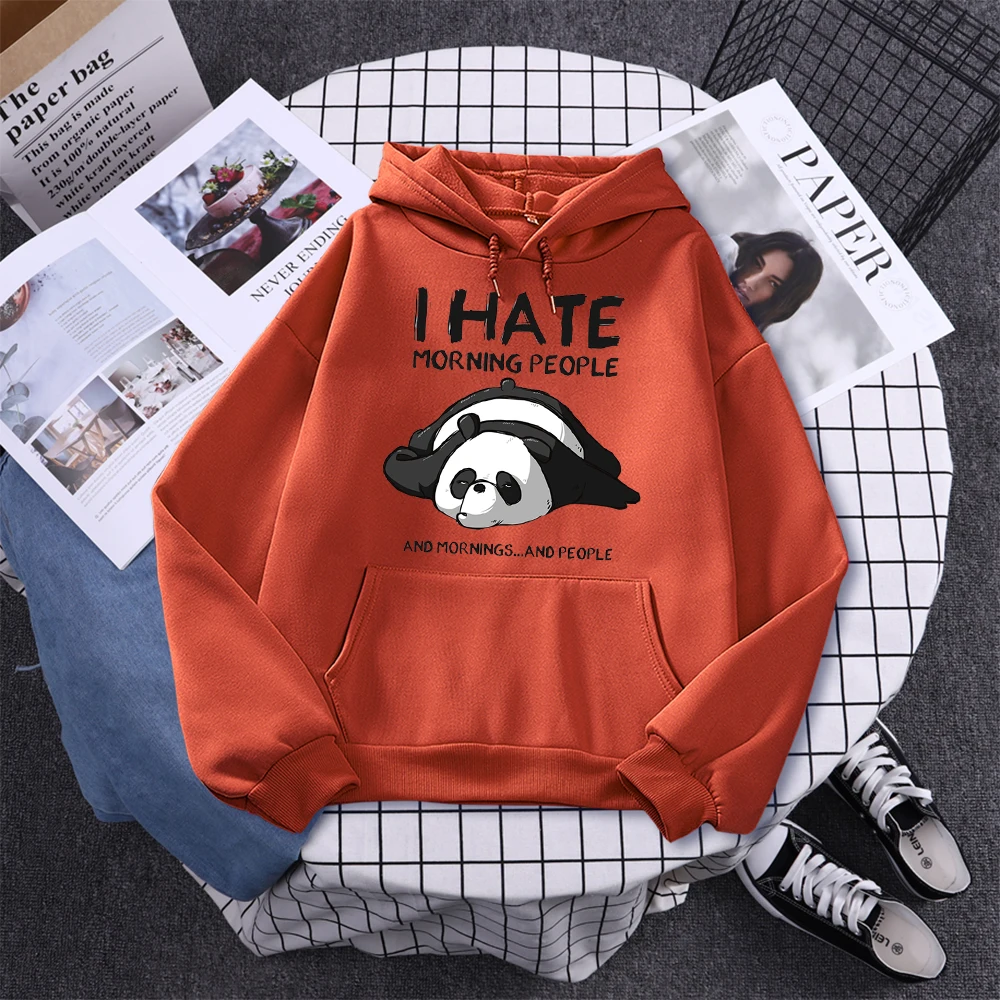 Lazy Panda I Hate Morning People Prints Hoody Woman Casual Hoodies Plus Size Sweatshirt Harajuku Girl Autumn Warm Sudaderas Tops