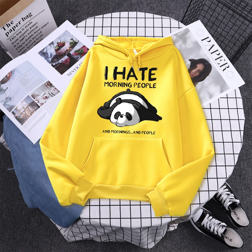 Lazy Panda I Hate Morning People Prints Hoody Woman Casual Hoodies Plus Size Sweatshirt Harajuku Girl Autumn Warm Sudaderas Tops