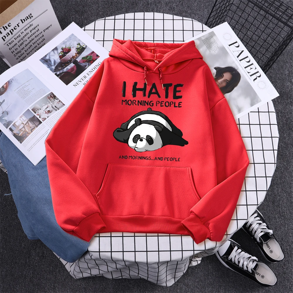 Lazy Panda I Hate Morning People Prints Hoody Woman Casual Hoodies Plus Size Sweatshirt Harajuku Girl Autumn Warm Sudaderas Tops