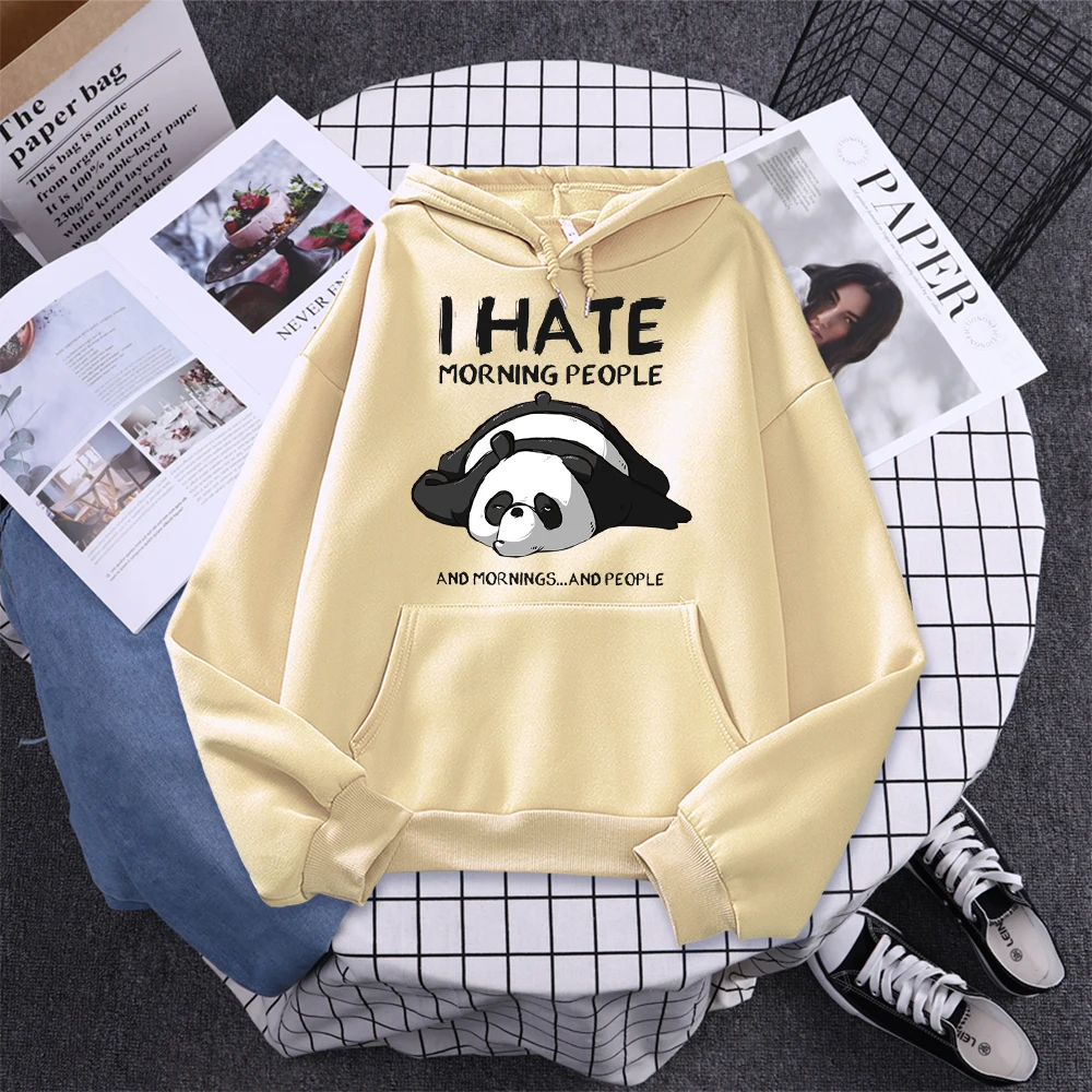 Lazy Panda I Hate Morning People Prints Hoody Woman Casual Hoodies Plus Size Sweatshirt Harajuku Girl Autumn Warm Sudaderas Tops