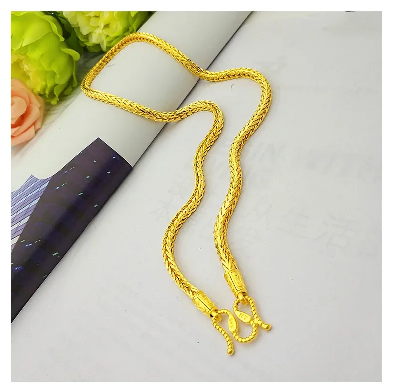 999  real gold snake bone necklace men's dragon bone snake bone necklace