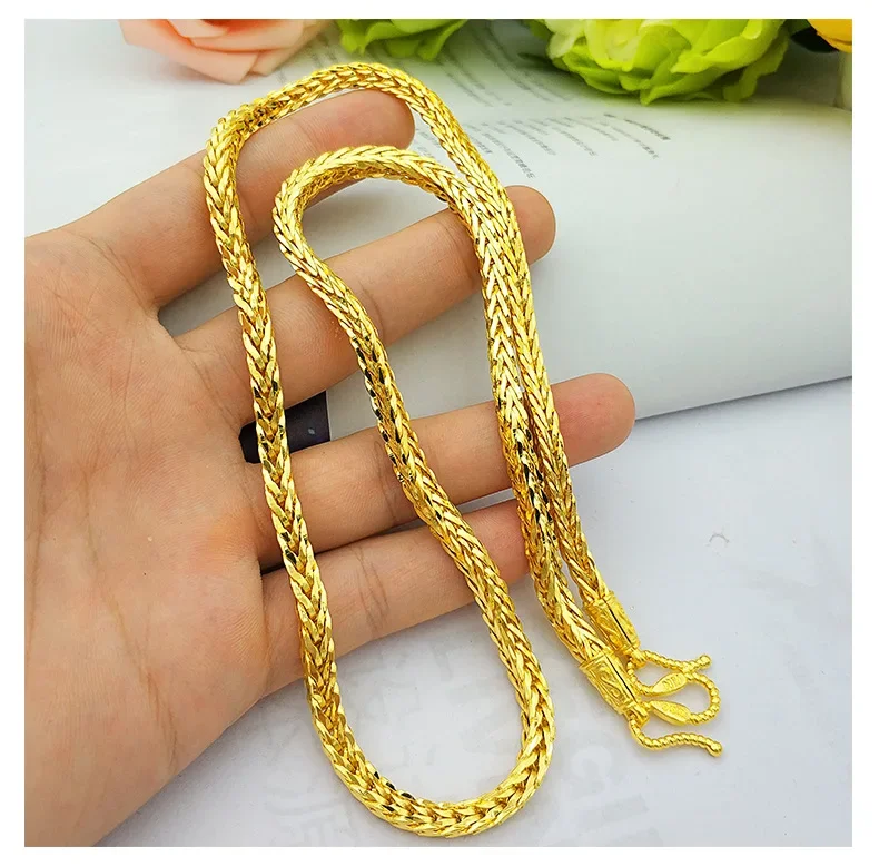 999  real gold snake bone necklace men's dragon bone snake bone necklace