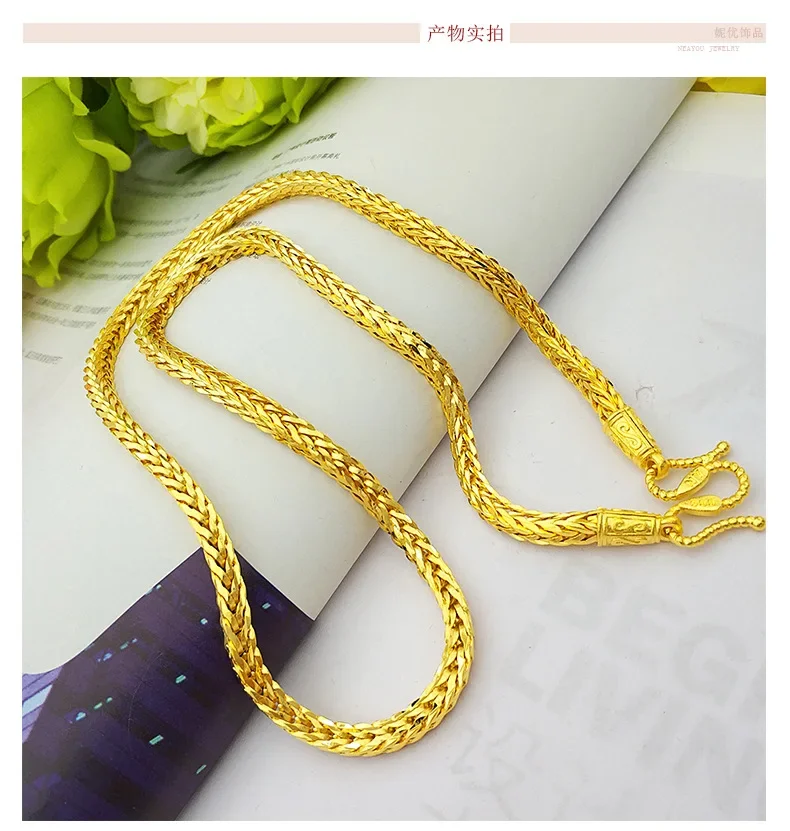 999  real gold snake bone necklace men's dragon bone snake bone necklace