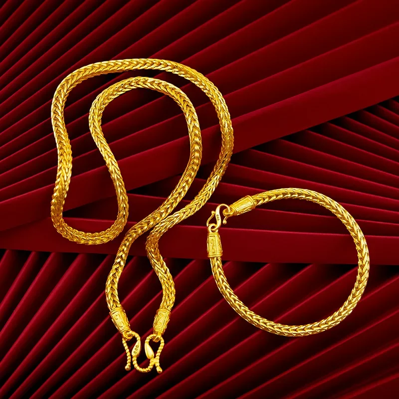 999  real gold snake bone necklace men's dragon bone snake bone necklace