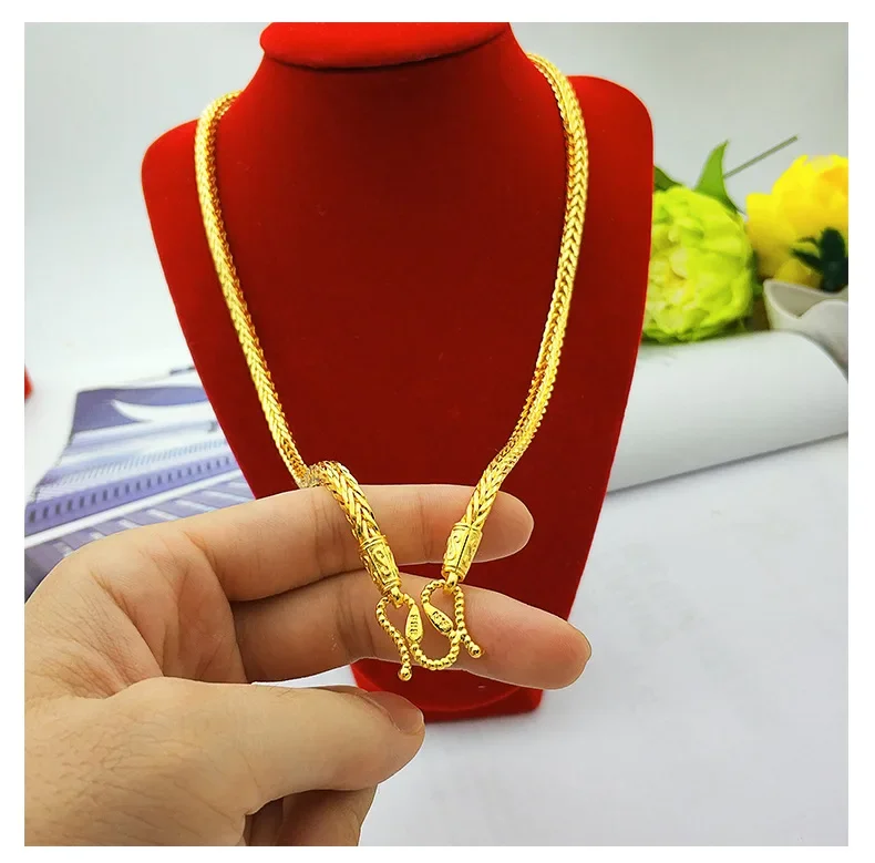 999  real gold snake bone necklace men's dragon bone snake bone necklace