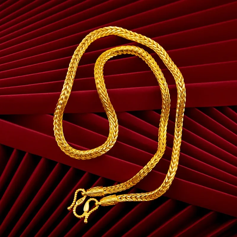 999  real gold snake bone necklace men's dragon bone snake bone necklace