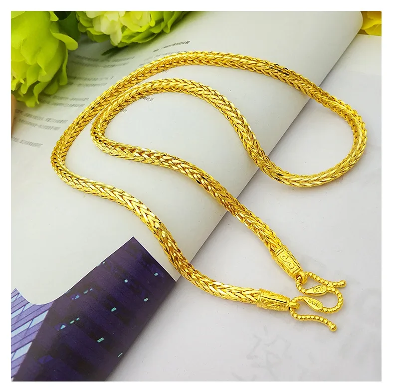 999  real gold snake bone necklace men's dragon bone snake bone necklace