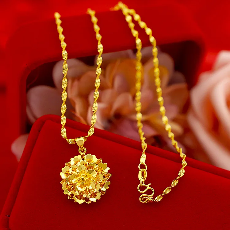 Female Flower Pendant for Women Gold Fashionable Multi-layer Flower Pendant Necklace Fine Jewelry