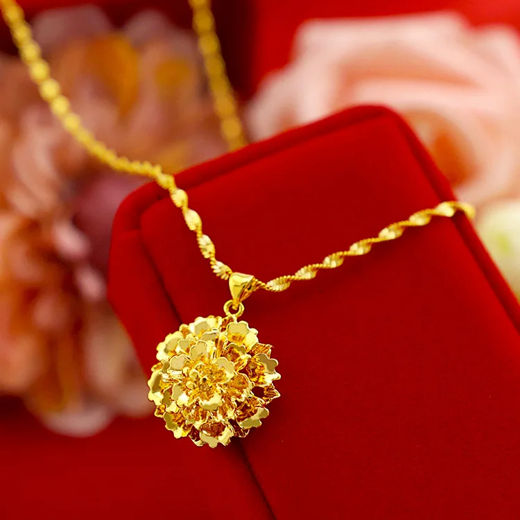 Female Flower Pendant for Women Gold Fashionable Multi-layer Flower Pendant Necklace Fine Jewelry