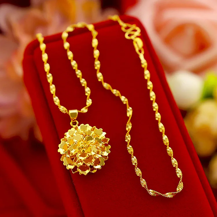 Female Flower Pendant for Women Gold Fashionable Multi-layer Flower Pendant Necklace Fine Jewelry