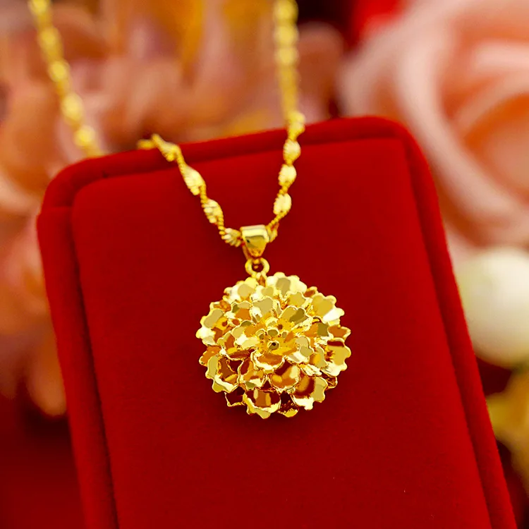 Female Flower Pendant for Women Gold Fashionable Multi-layer Flower Pendant Necklace Fine Jewelry