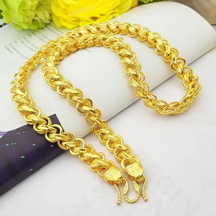 Gold AU999 real gold necklace Guan Gong Dragon brand pendant 24K chain domineering fashion jewelry gift for men and women