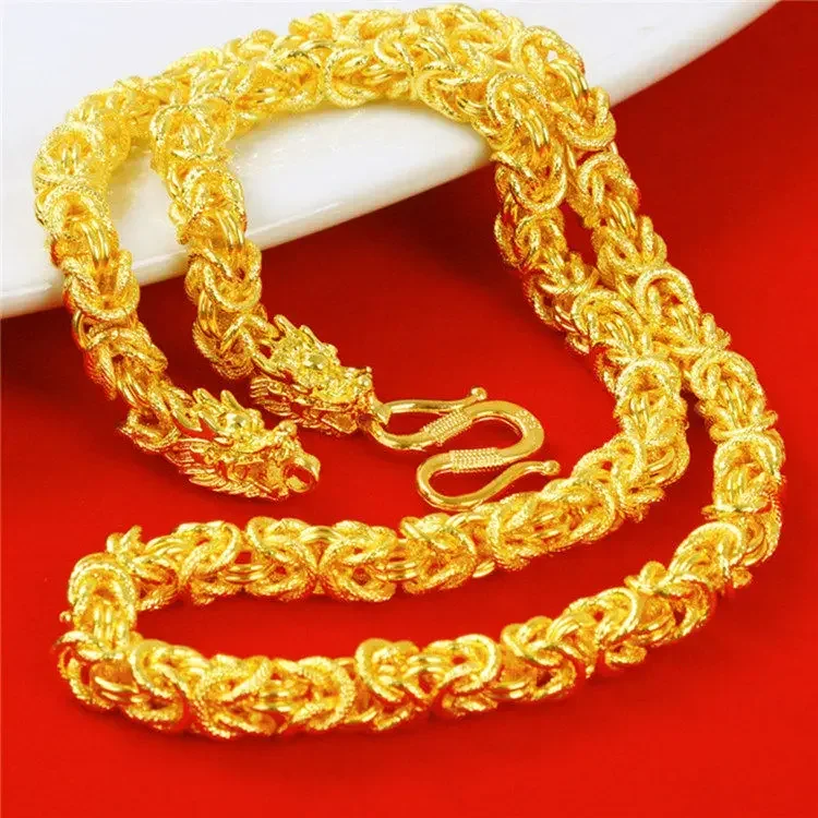 Gold AU999 real gold necklace Guan Gong Dragon brand pendant 24K chain domineering fashion jewelry gift for men and women