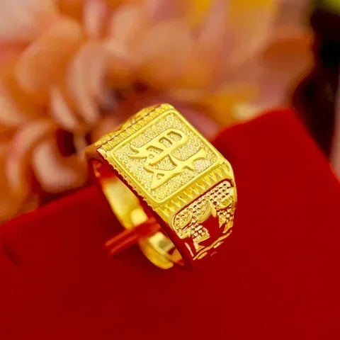 Smooth sailing 18K real gold ring pure 999 mens AU750 fashionable dragon pattern adjustable blessing gift for friends