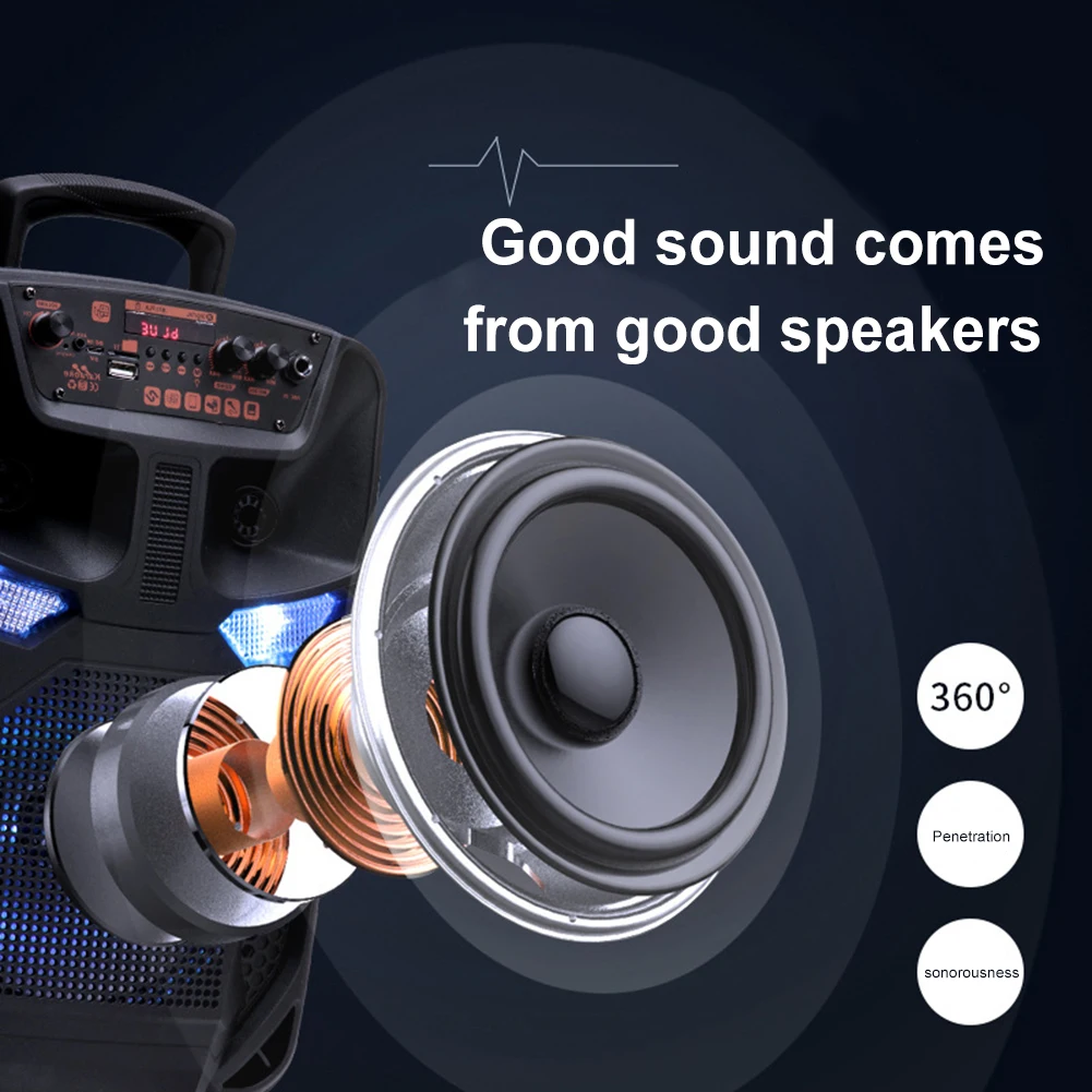 Large Wireless Bluetooth Speaker Stereo Sound Portable Speaker Support FM Radio Subwoofer Outdoor Speaker for Home Party Travel