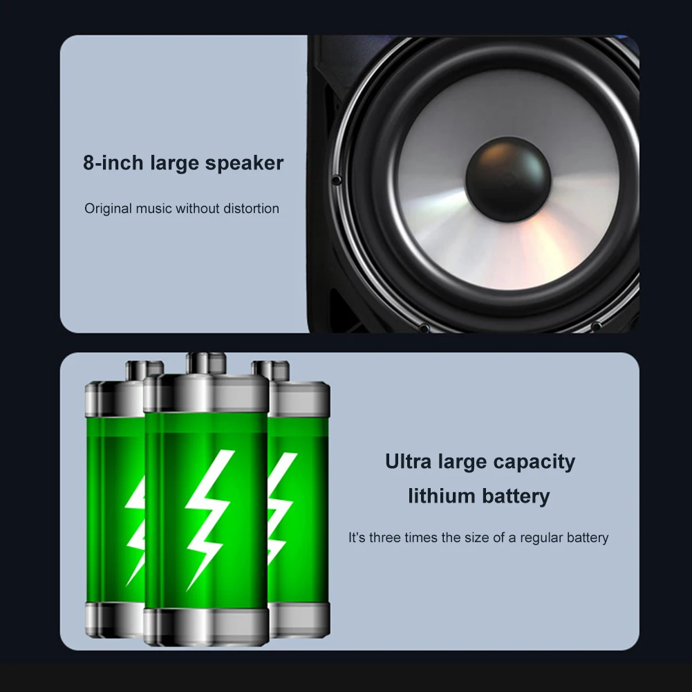 Large Wireless Bluetooth Speaker Stereo Sound Portable Speaker Support FM Radio Subwoofer Outdoor Speaker for Home Party Travel