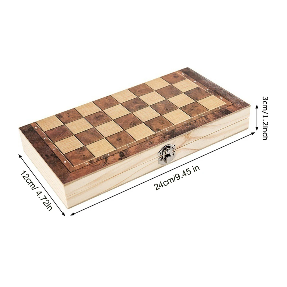 3 in 1 Chess Board Sets Folding Storage Wooden Exquisite Chess Set Chess and Checkers Game Set Travel Chess Sets