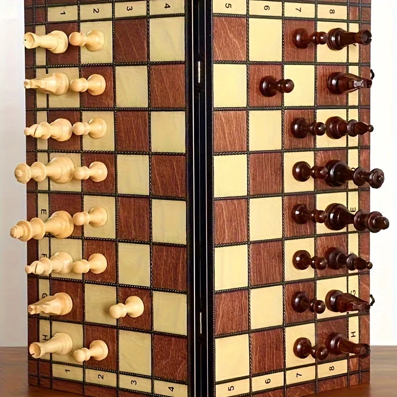 44cm/ 17.3inWooden folding chess set felt game board inside store adult gift family game board