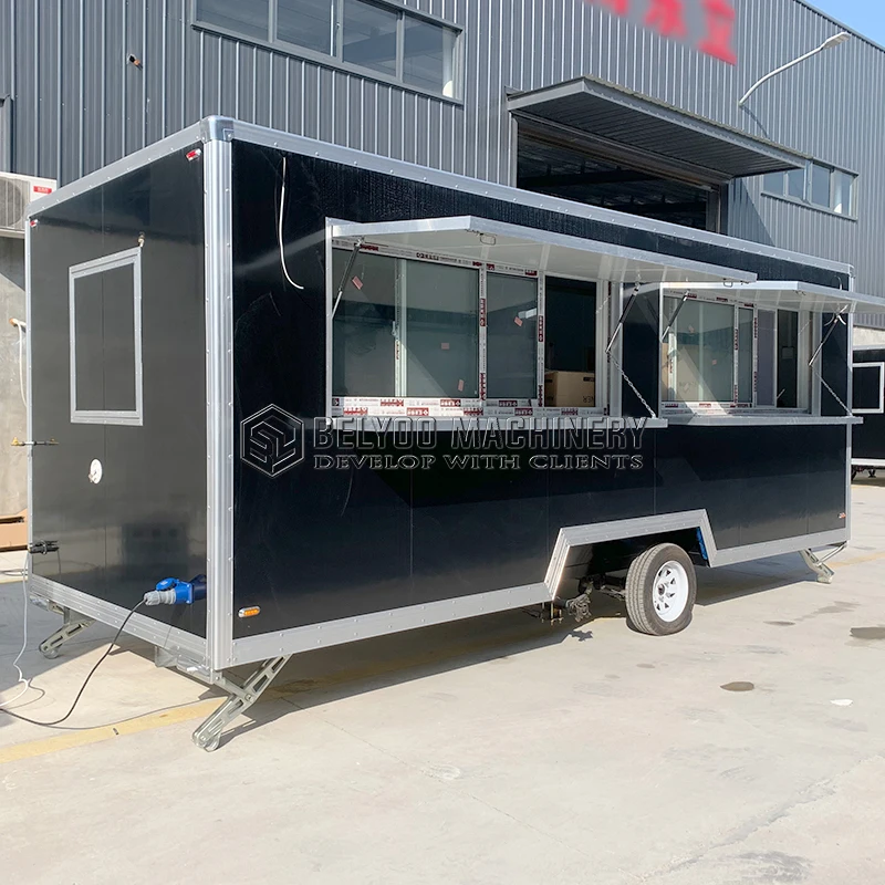 Australian Standard Overseas Fully Equipped Kitchen Mobile Street Pizza Food Concession Catering Trailer Taco Hot Dog Truck