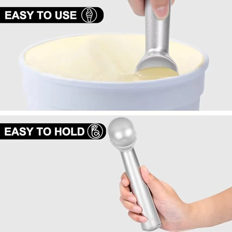 Anti-Freeze Ice Cream Scoop Dipper, 7- Inch Aluminum Scooper Spoon for Gelato Cookie Dough Sorbet Almond