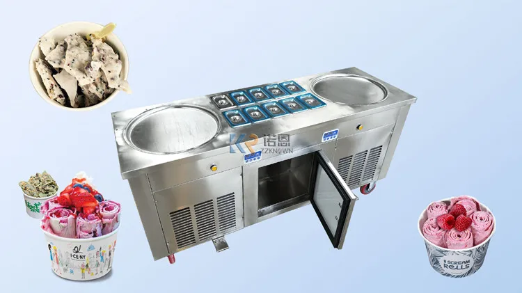 Fried Ice Cream Machine Commercial Fried Ice Cream Roll Machine Stainless Steel High Efficiency