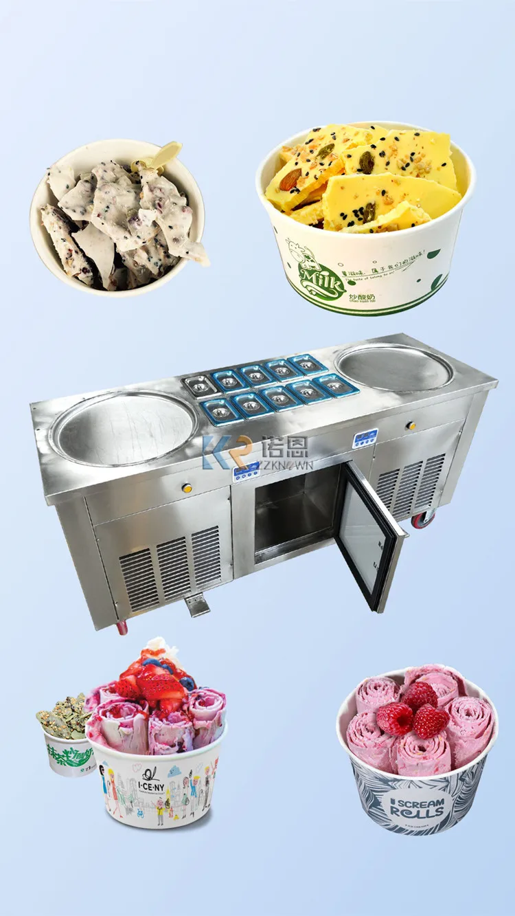 Fried Ice Cream Machine Commercial Fried Ice Cream Roll Machine Stainless Steel High Efficiency