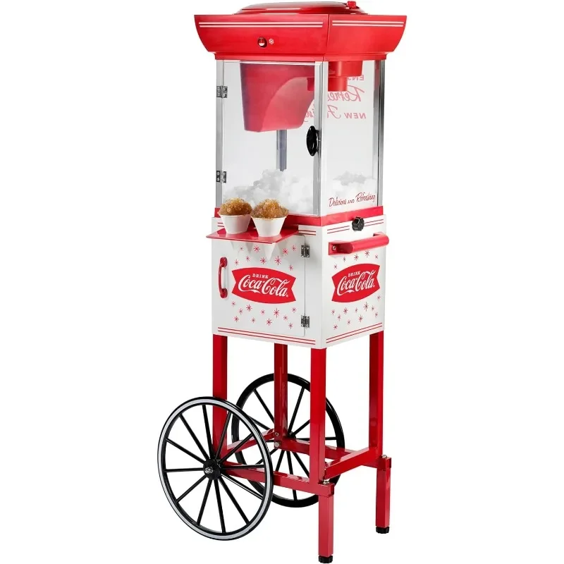 Nostalgia Snow Cone Shaved Ice Machine - Retro Cart Slushie Machine Makes 48 Icy Treats-Includes Metal Scoop,Storage Compartment