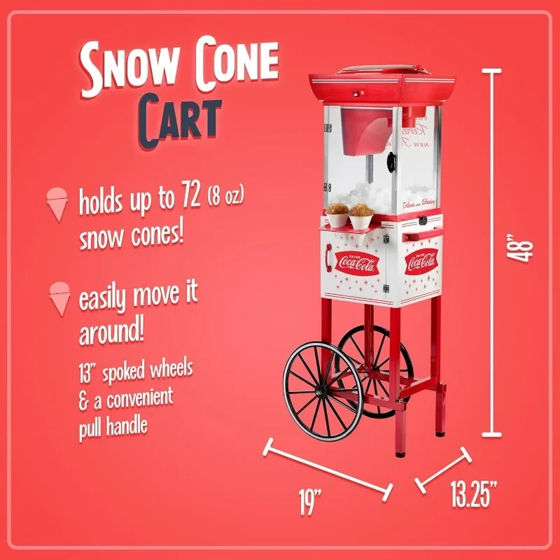 Nostalgia Snow Cone Shaved Ice Machine - Retro Cart Slushie Machine Makes 48 Icy Treats-Includes Metal Scoop,Storage Compartment