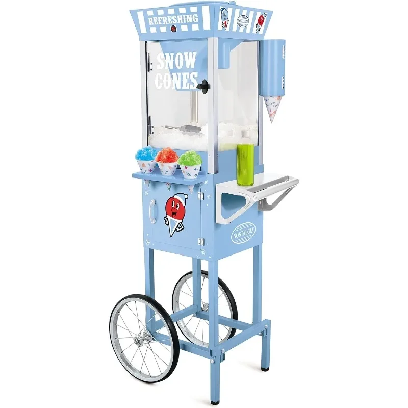 Nostalgia Snow Cone Shaved Ice Machine - Retro Cart Slushie Machine Makes 48 Icy Treats-Includes Metal Scoop,Storage Compartment