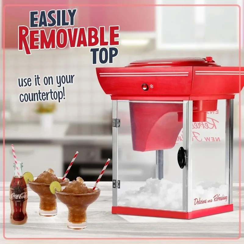 Nostalgia Snow Cone Shaved Ice Machine - Retro Cart Slushie Machine Makes 48 Icy Treats-Includes Metal Scoop,Storage Compartment