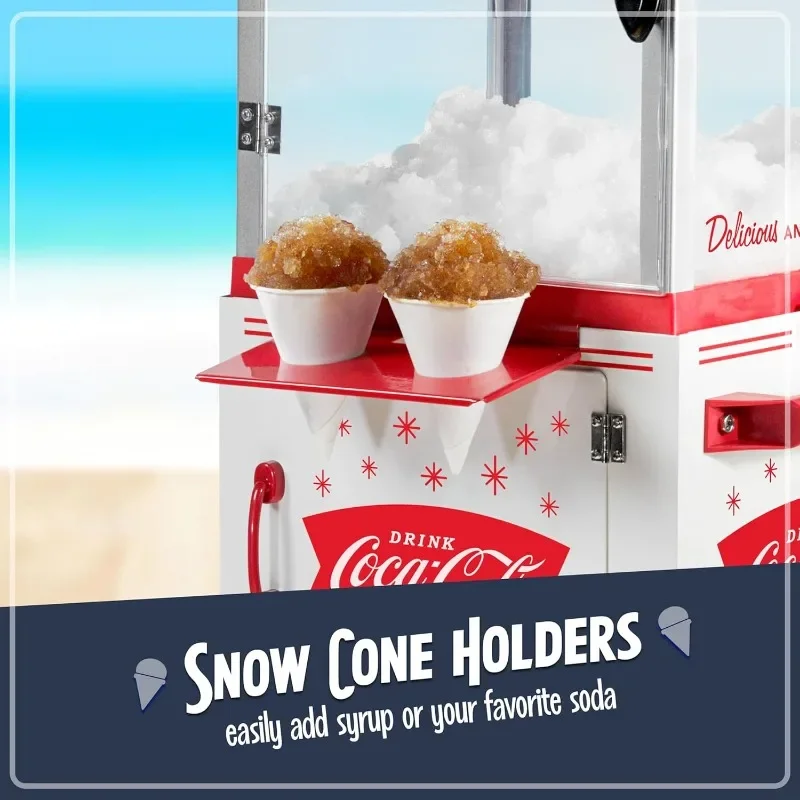 Nostalgia Snow Cone Shaved Ice Machine - Retro Cart Slushie Machine Makes 48 Icy Treats-Includes Metal Scoop,Storage Compartment