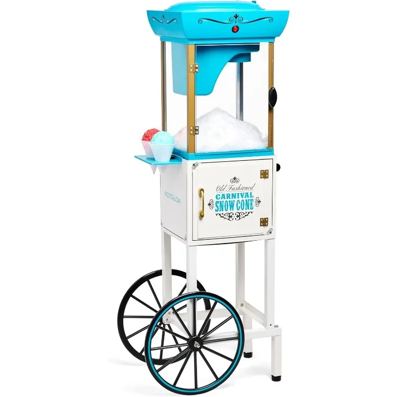 Nostalgia Snow Cone Shaved Ice Machine - Retro Cart Slushie Machine Makes 48 Icy Treats-Includes Metal Scoop,Storage Compartment