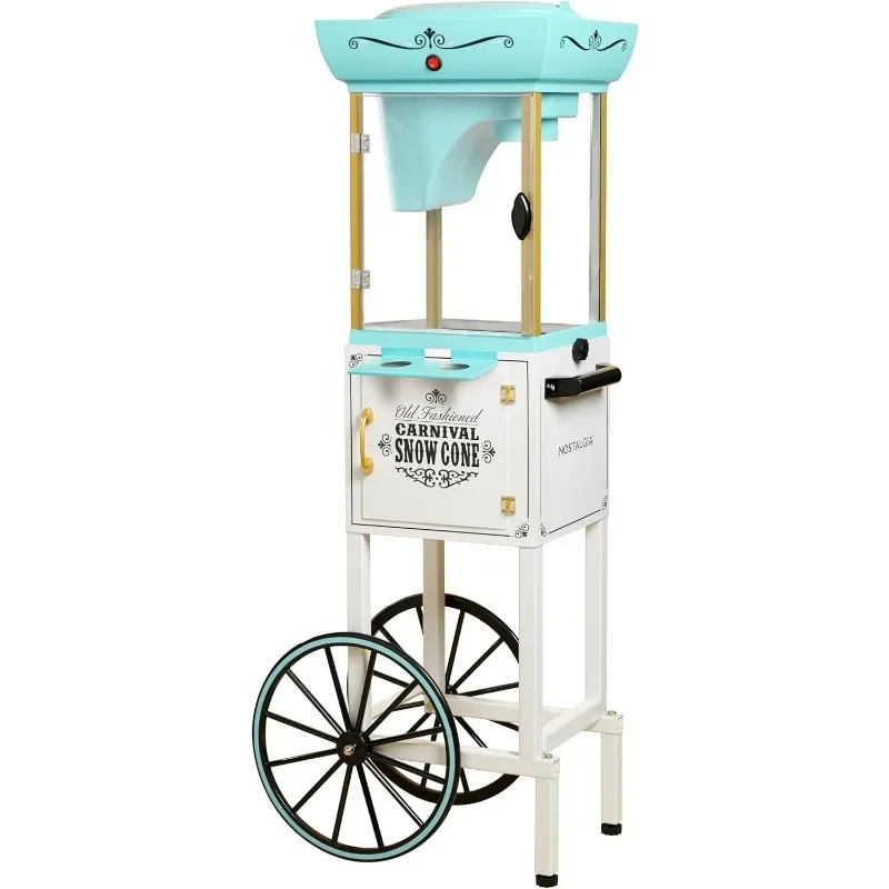 Nostalgia Snow Cone Shaved Ice Machine - Retro Cart Slushie Machine Makes 48 Icy Treats-Includes Metal Scoop,Storage Compartment