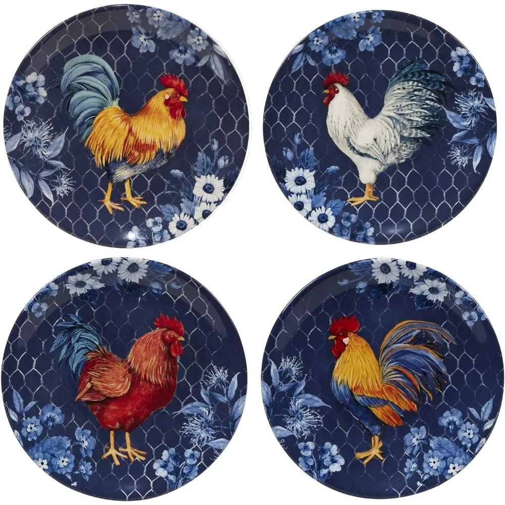 Certified International Indigo Rooster 16 pc Dinnerware Set, Service for 4, Multicolor