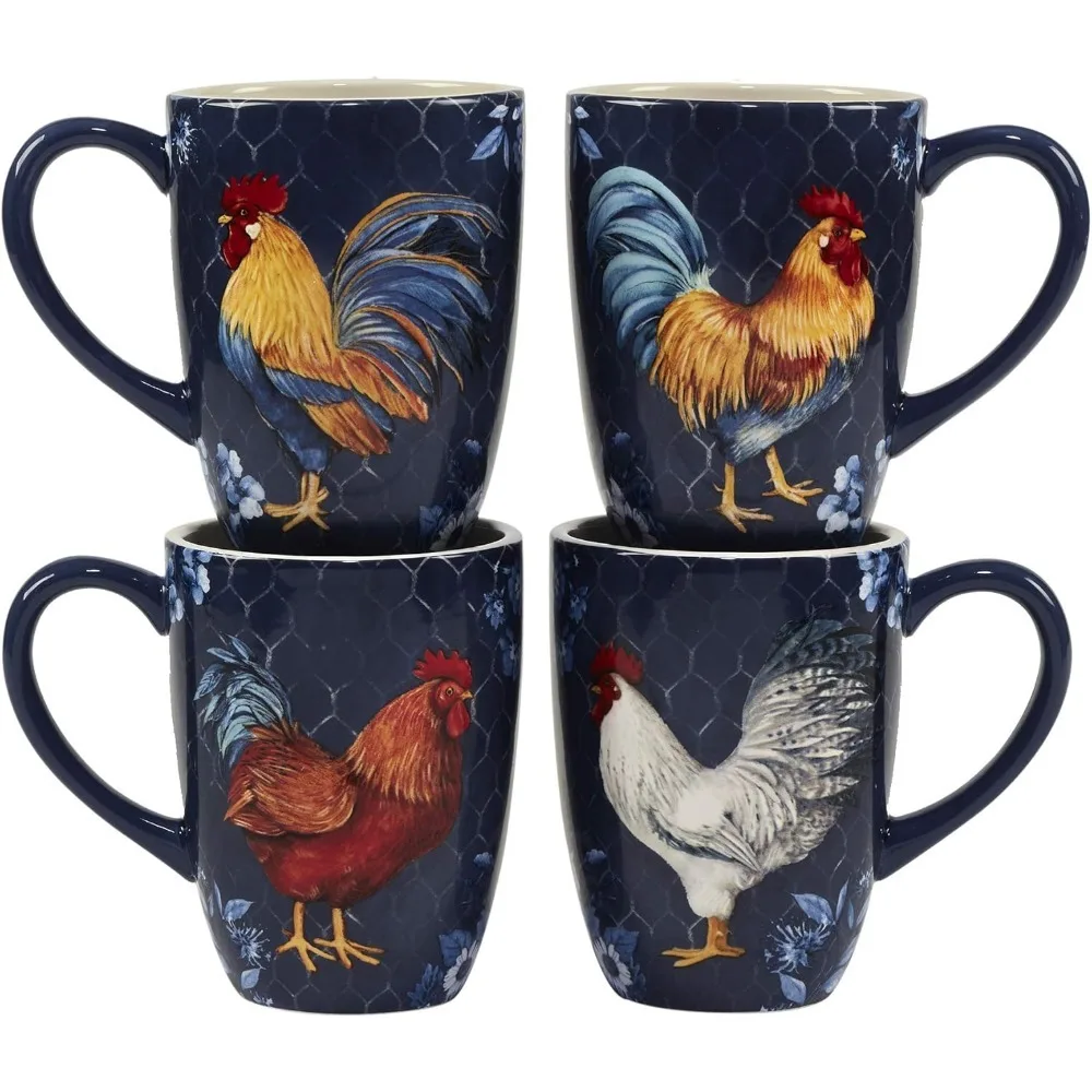 Certified International Indigo Rooster 16 pc Dinnerware Set, Service for 4, Multicolor