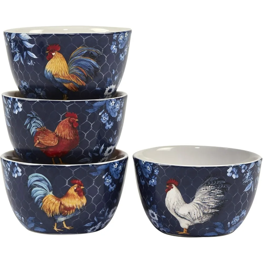 Certified International Indigo Rooster 16 pc Dinnerware Set, Service for 4, Multicolor