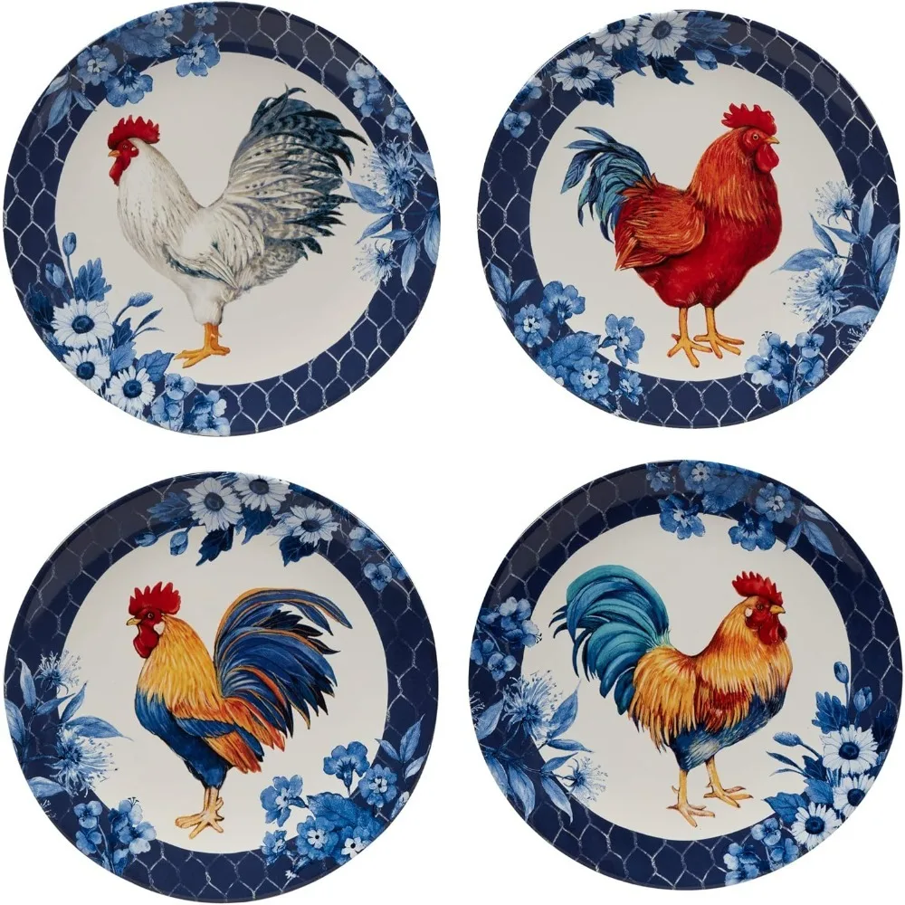 Certified International Indigo Rooster 16 pc Dinnerware Set, Service for 4, Multicolor