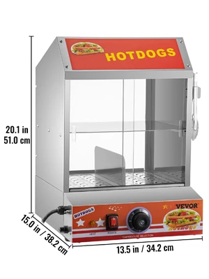 Hot Dog Steamer, 27L/28.54Qt, 2-Tier Hut Steamer for 175 Hot Dogs & 40 Buns, Electric Bun Warmer Cooker with Tempered Glas